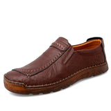 Handmade Leather Hand-Stitched Casual Soft Breathable Flats Men Shoes Big Size