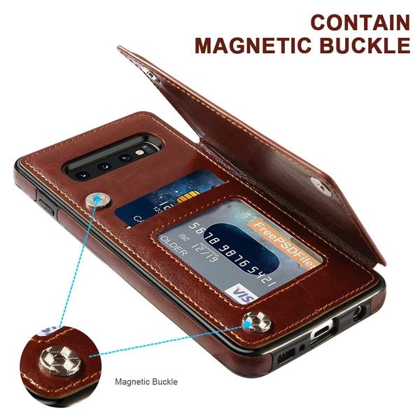 Luxury Shockproof Armor Leather Wallet Magnet Flip Case For Samsung S20 S20 Ultra Note 20 Note 20 Ultra Note 10 S10 plus S10 lite S10 Note 9 8 S9 S8 Plus